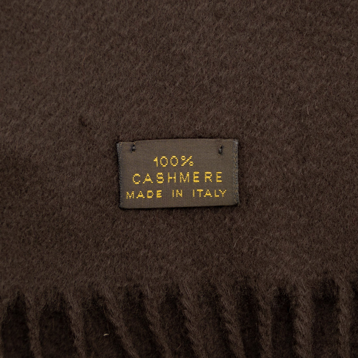 2000$ LORO PIANA Dark Brown 100% Cashmere Fringed Scarf