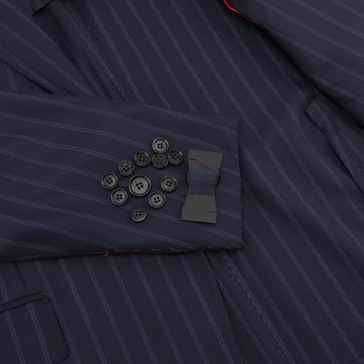 $6850 ISAIA NAPOLI "Capri" Dark Blue Suit Hand-Sewn Fine Wool Striped