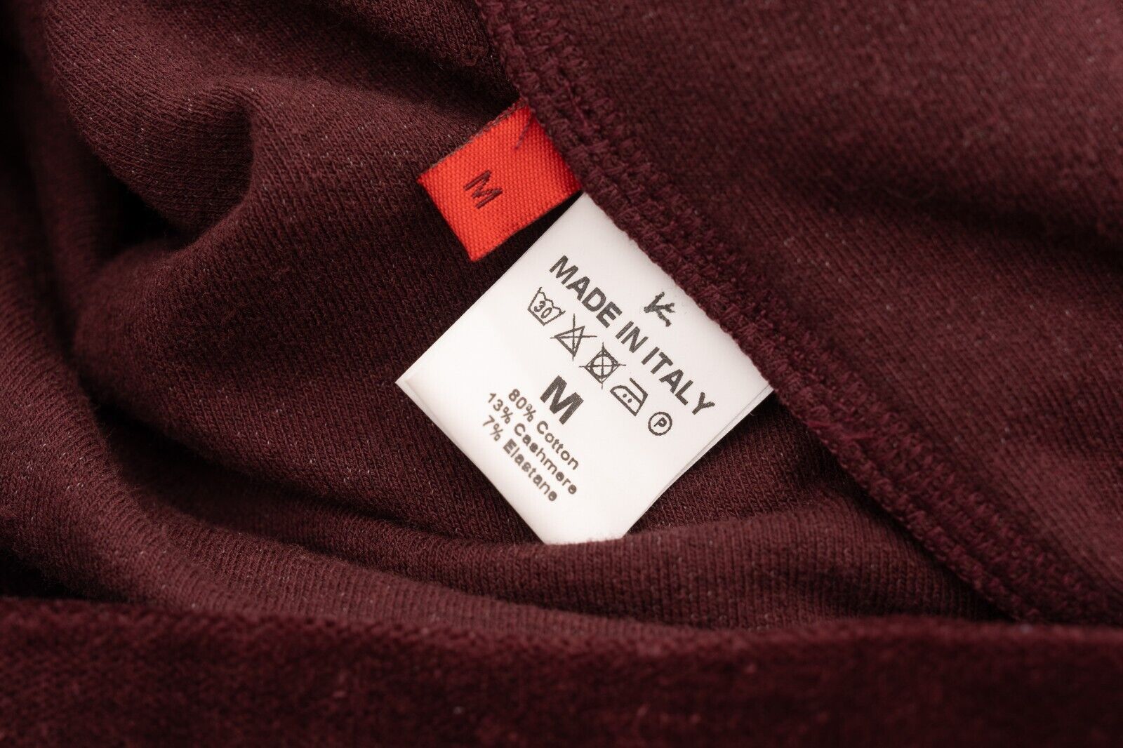 1100$ ISAIA Burgundy Full Zip Sweater Track Jacket Velvet Cotton / Cashmere Sz M