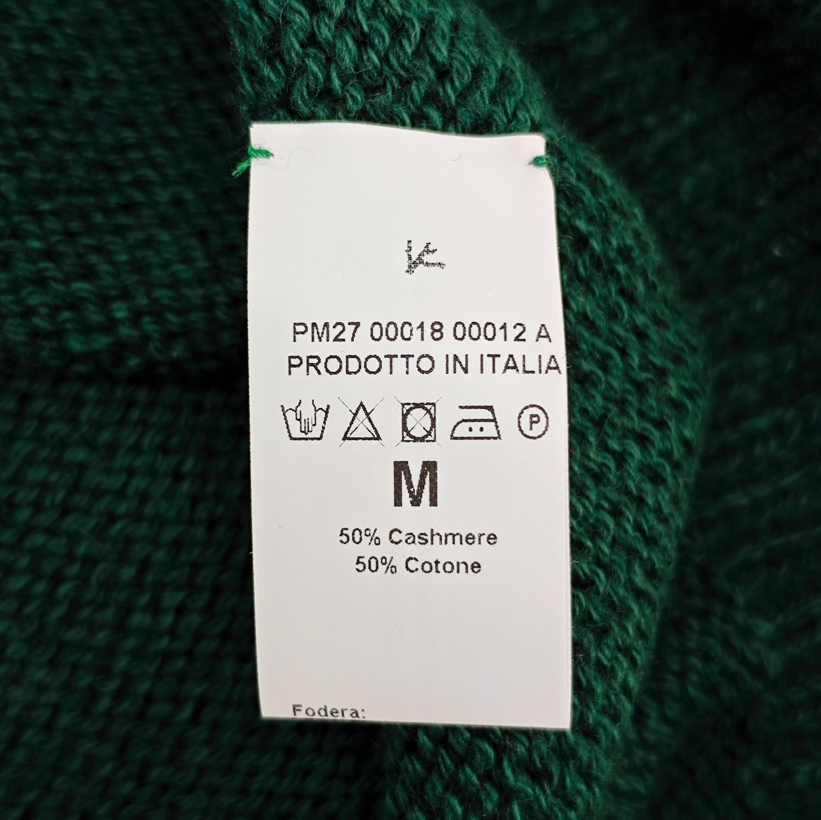 1890$ ISAIA NAPOLI Forest Green Sweater Woven Knit Soft Cotton Cashmere M