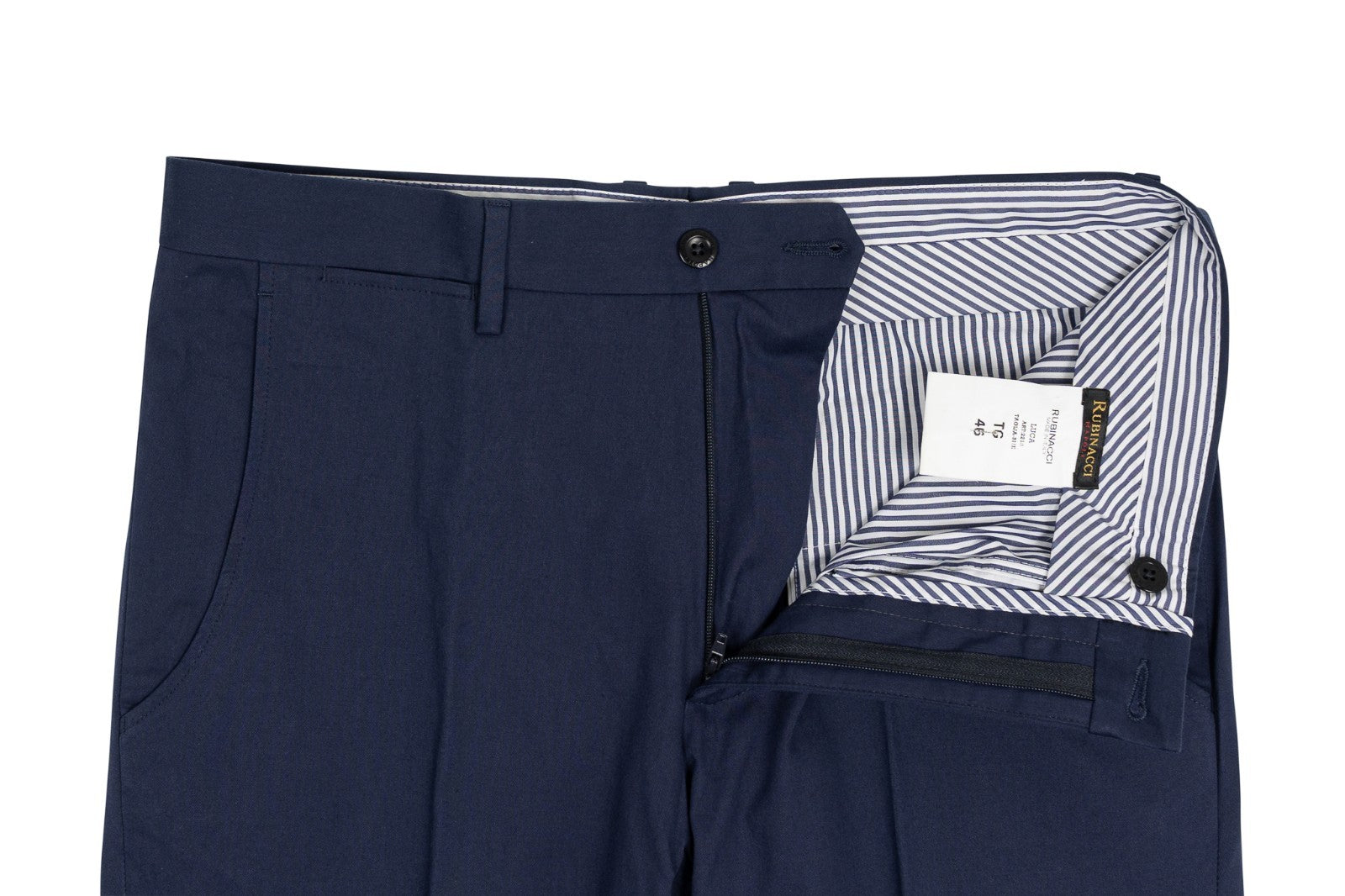 625$ RUBINACCI NAPOLI "Luca" Blue Navy Cotton Trouser Pant 30 US / 46 EU