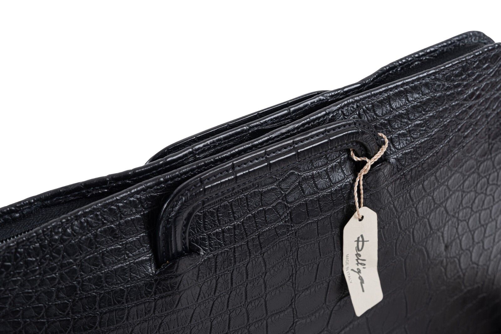 $8K LUXURY DELL'GA MILANO Handmade Black Briefcase Business Bag Real Crocodile