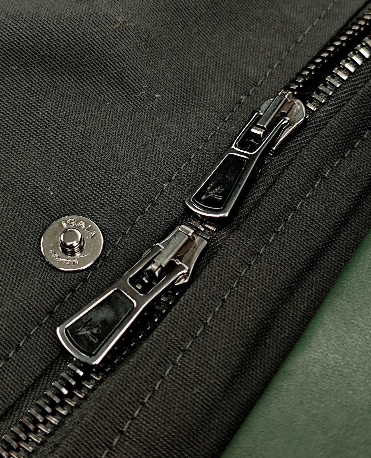 5200$ ISAIA Dark Green Field Jacket Techno Wool - Lambskin 38 US / 48 EU