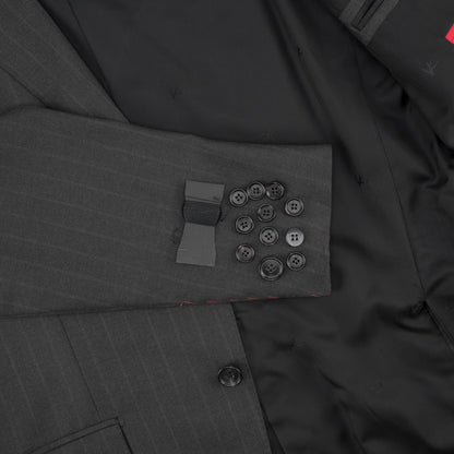 $6850 ISAIA NAPOLI "Gregorio" Dark Gray Suit Hand-Sewn Fine Wool Striped