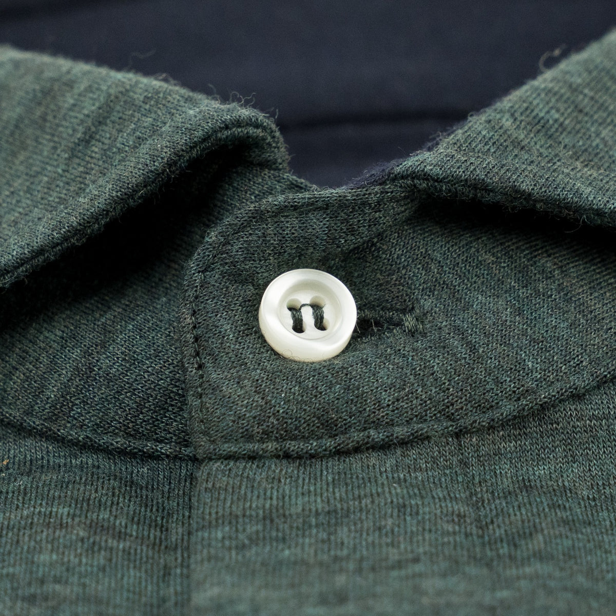 975$ ISAIA NAPOLI "Mix" Hand-Sewn Dress Shirt Green Wool Jersey 17.5 - 44