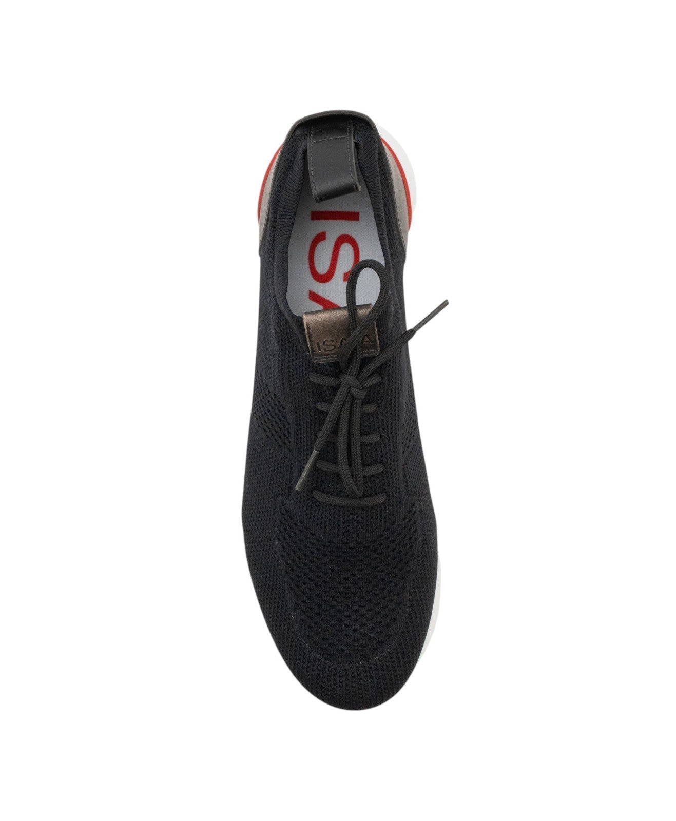ISAIA NAPOLI Black Luxury Knit Fabric & Leather Sneakers Shoes Comfort