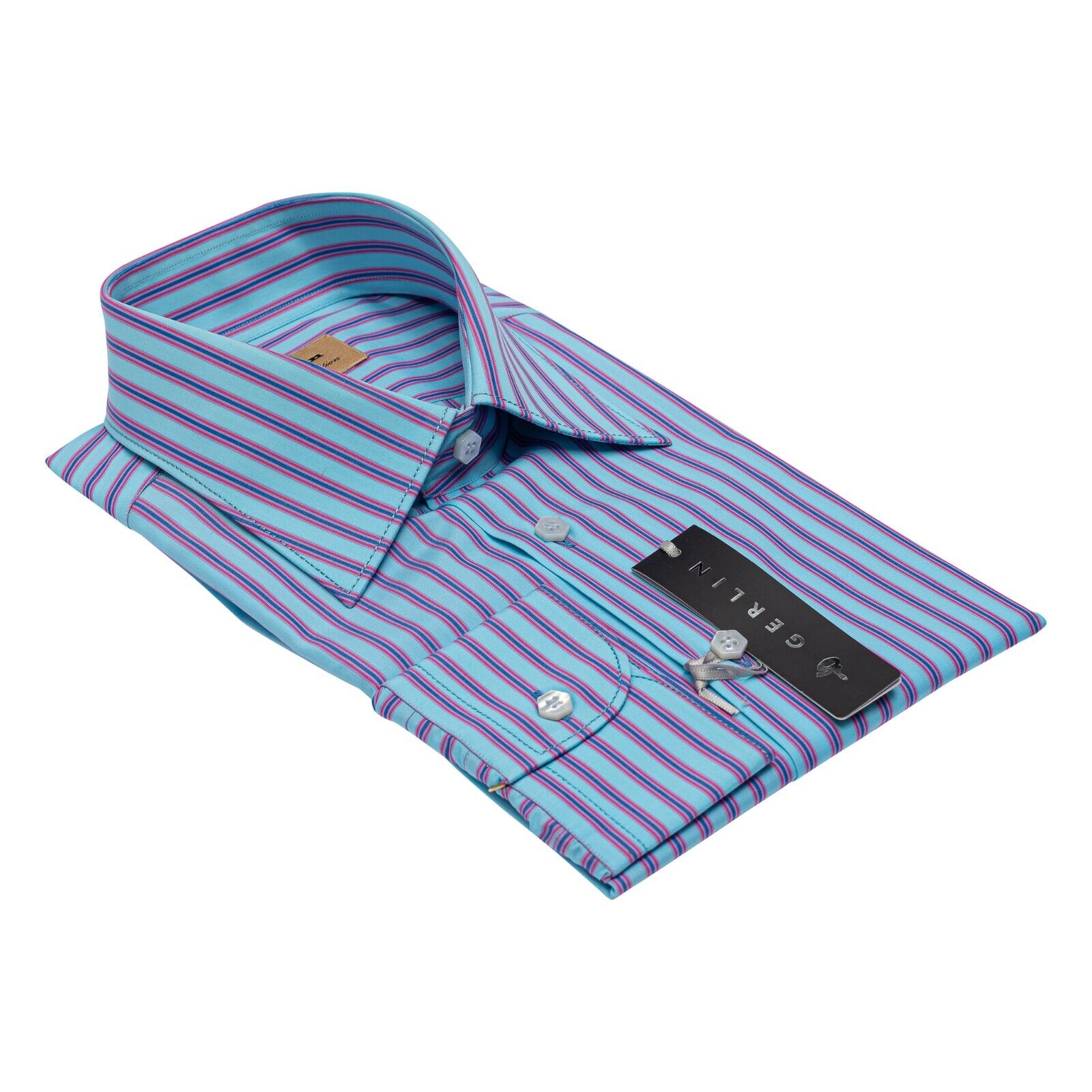 690$ LUXURY GERLIN Shirt Blue Striped T.MASON Cotton 16 - 41 1F ZILLI