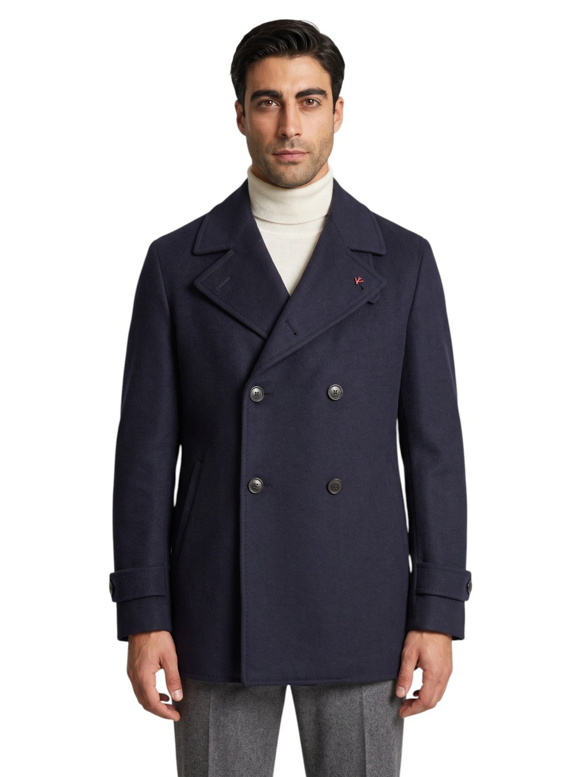 7250$ ISAIA APOLI Blue Navy Peacoat Coat Wool - Cashmere 50 US / 60 EU R