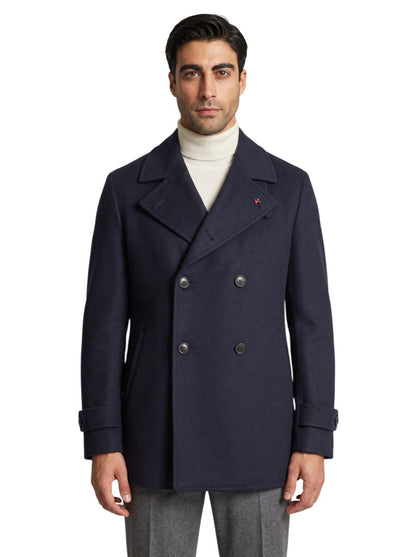 7250$ ISAIA APOLI Blue Navy Peacoat Coat Wool - Cashmere 50 US / 60 EU R