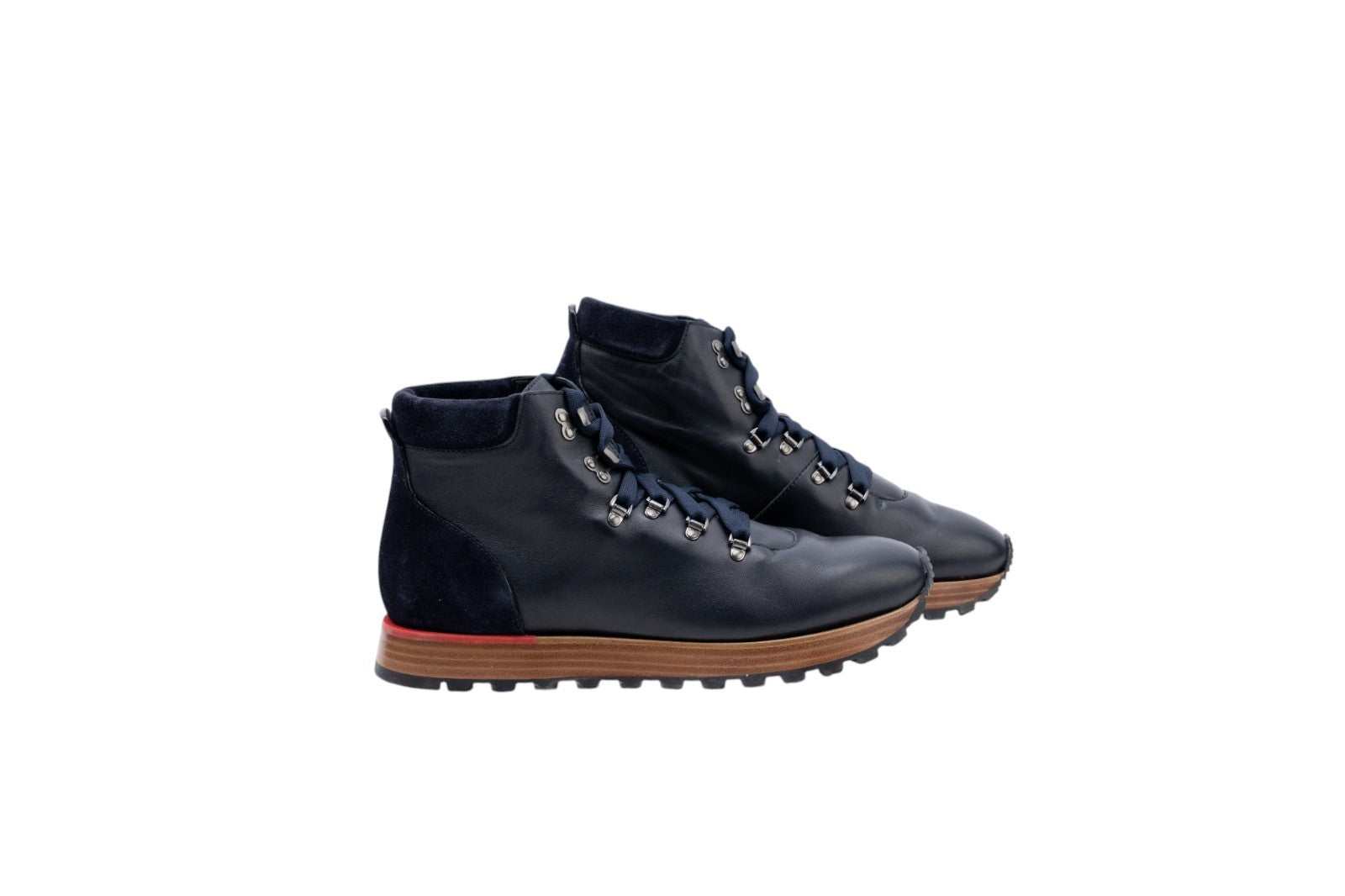 ISAIA NAPOLI Navy Suede Calfskin Leather Hiking Boots Shoes 9 UK / 10 US / 43