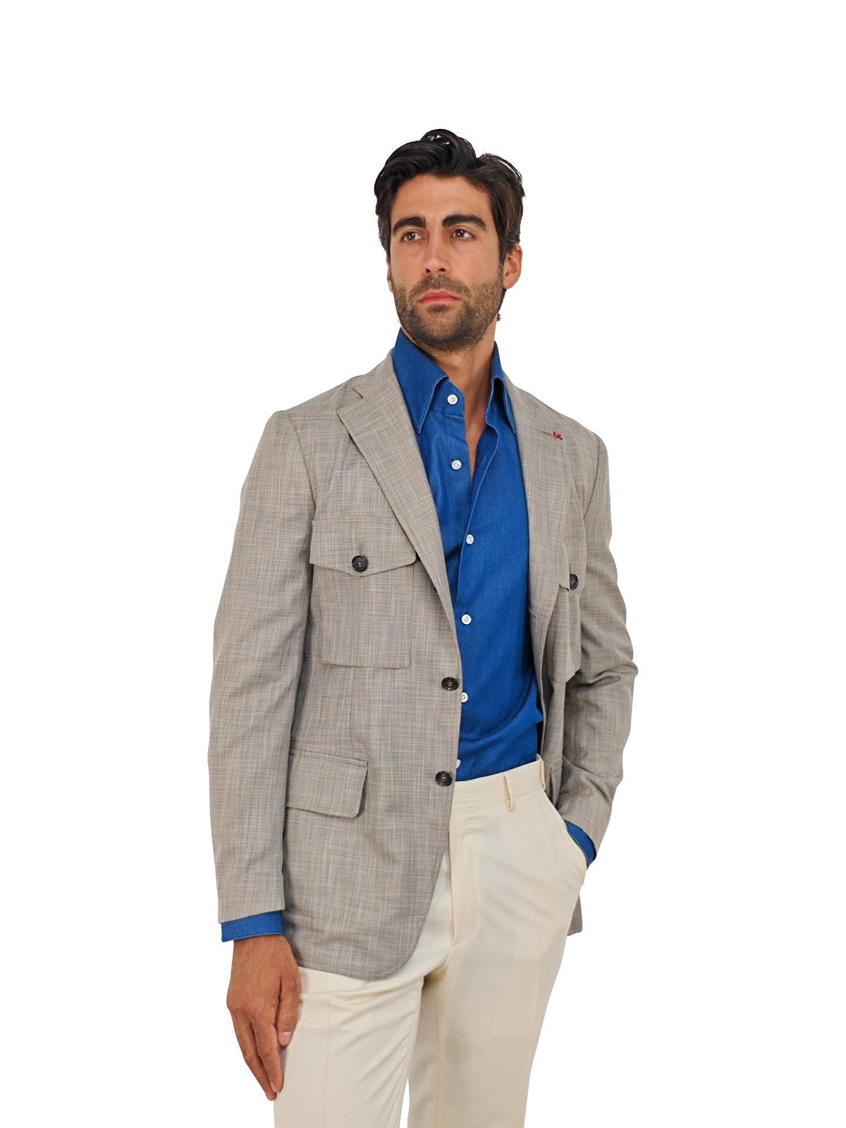 4800$ ISAIA NAPOLI Beige Sahariana Jacket Linen Cotton Wool 38 US / 48 EU 8R