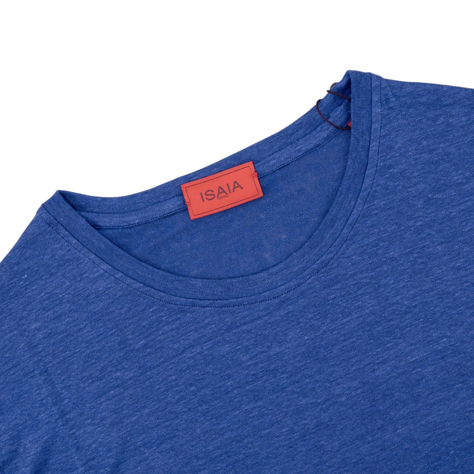750$ ISAIA NAPOLI Blue Short Sleeve Handmade T-Shirt 100% Linen