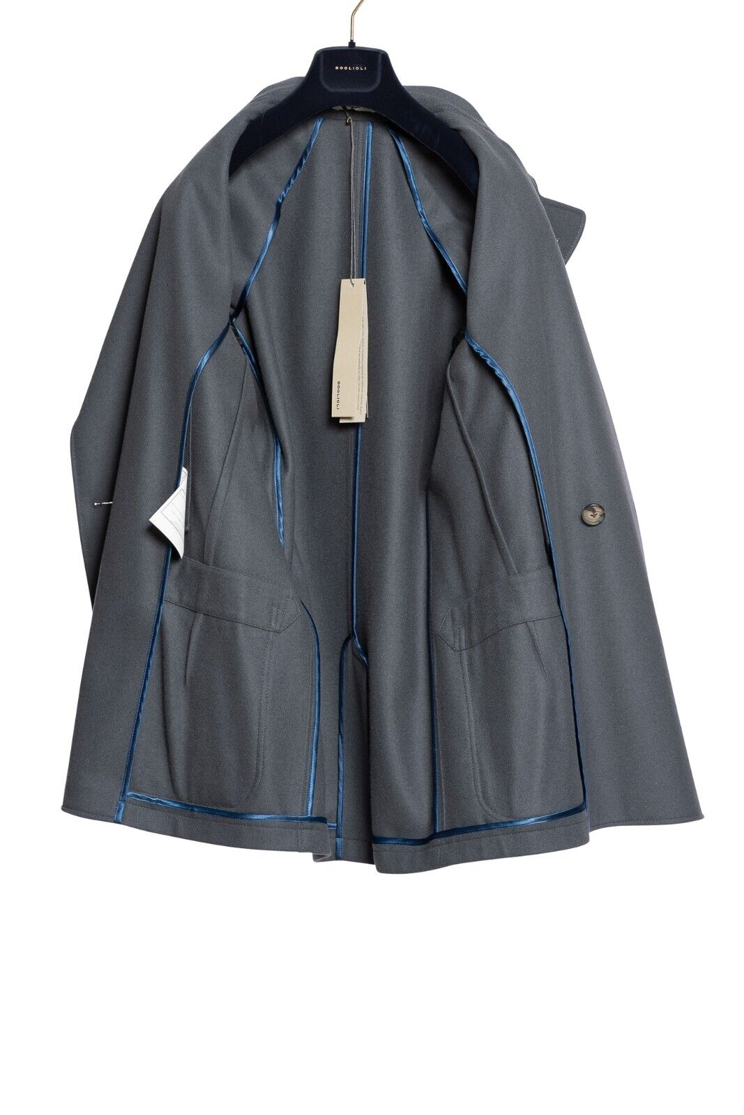 $1800 BOGLIOLI Double Breasted Blue Peacoat Coat Wool Cashmere 38 US / 48 EU