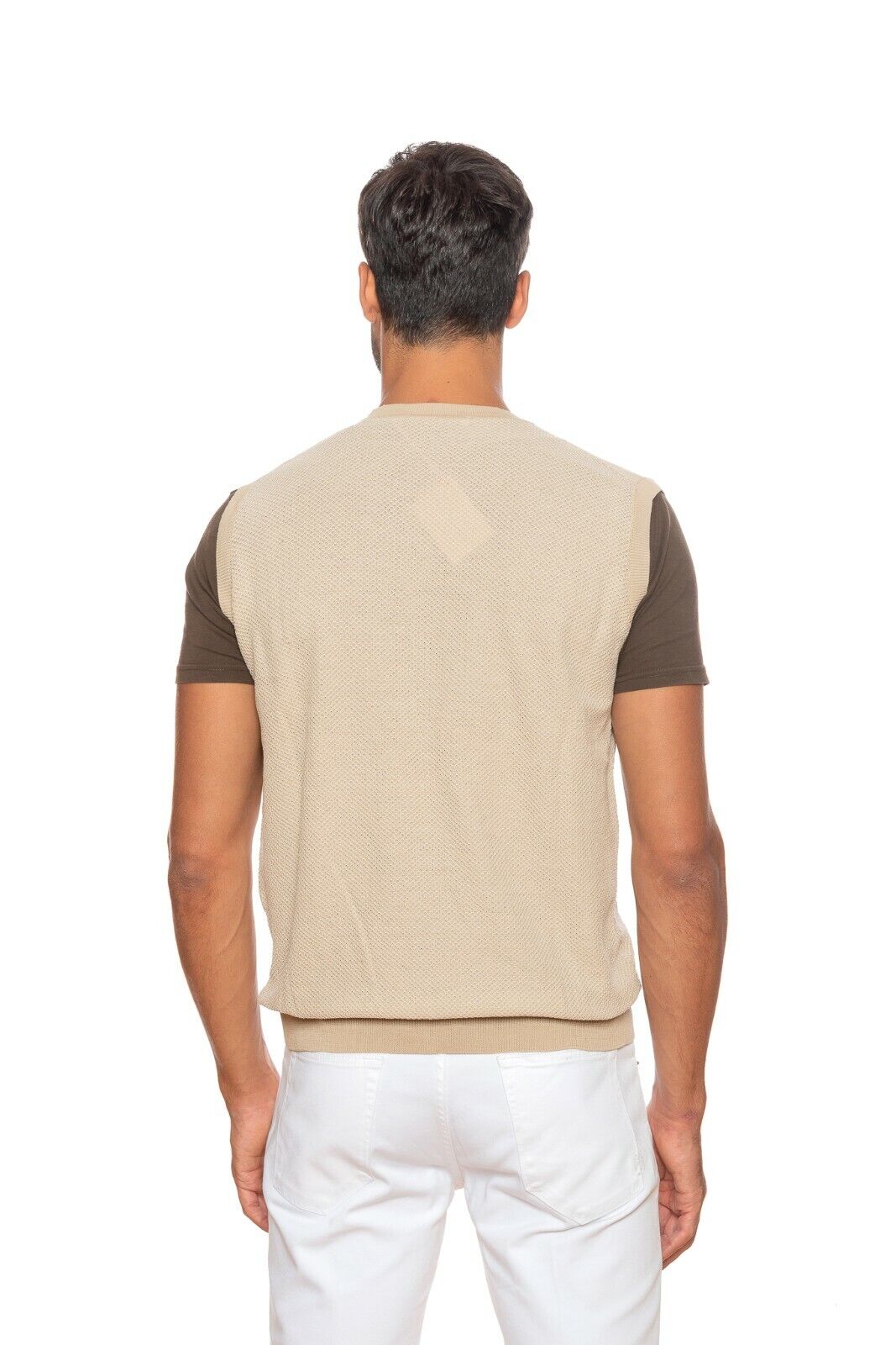 Italian Knitwear FILIPPO DE LAURENTIIS Cardigan Beige Crepe Cotton 44 US / 54 EU
