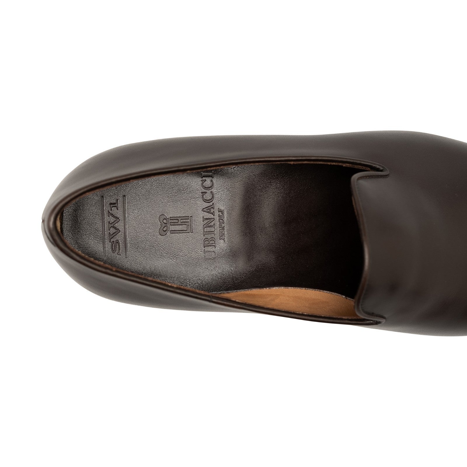 900$ RUBINACCI NAPOLI Brown Wholecut Loafers Leather Slip-On Dress Shoes