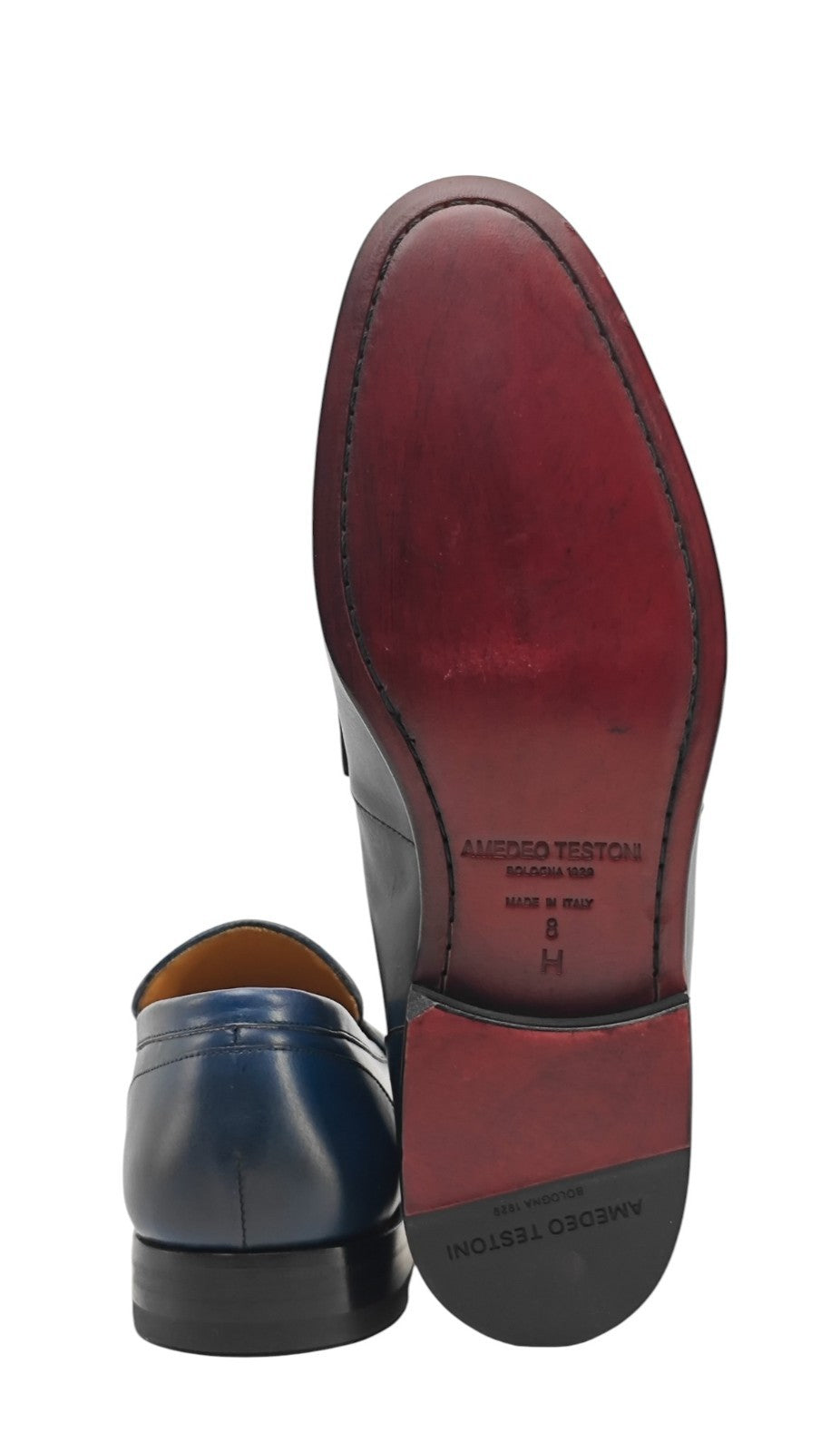1350$ TESTONI "Camogli" Blue Loafer Woven Calf /  Suede 8 UK / 9 US / 42 IT