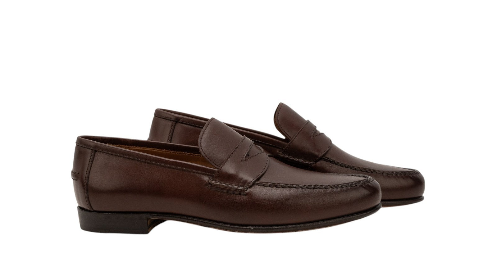 1655$ Luxury EDWARD GREEN Leather Penny Loafer Shoes Handmade Dark Brown
