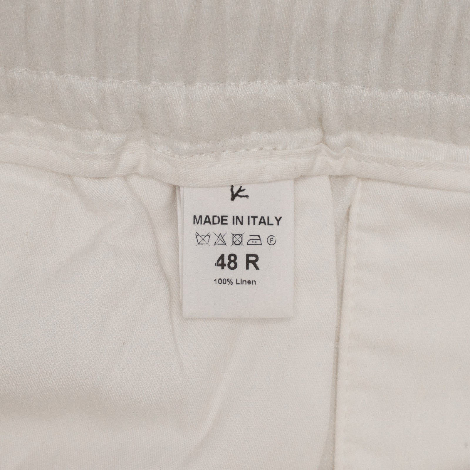 1250$ ISAIA NAPOLI White Drawstring Pant 100% Linen Relaxed Fit 32 US / 48 EU