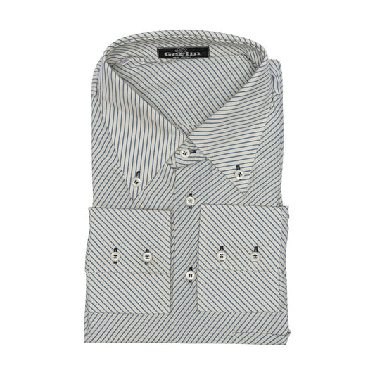 1400$ LUXURY GERLIN Shirt ivory Striped 100% Silk 16 - 41 2H BIJAN