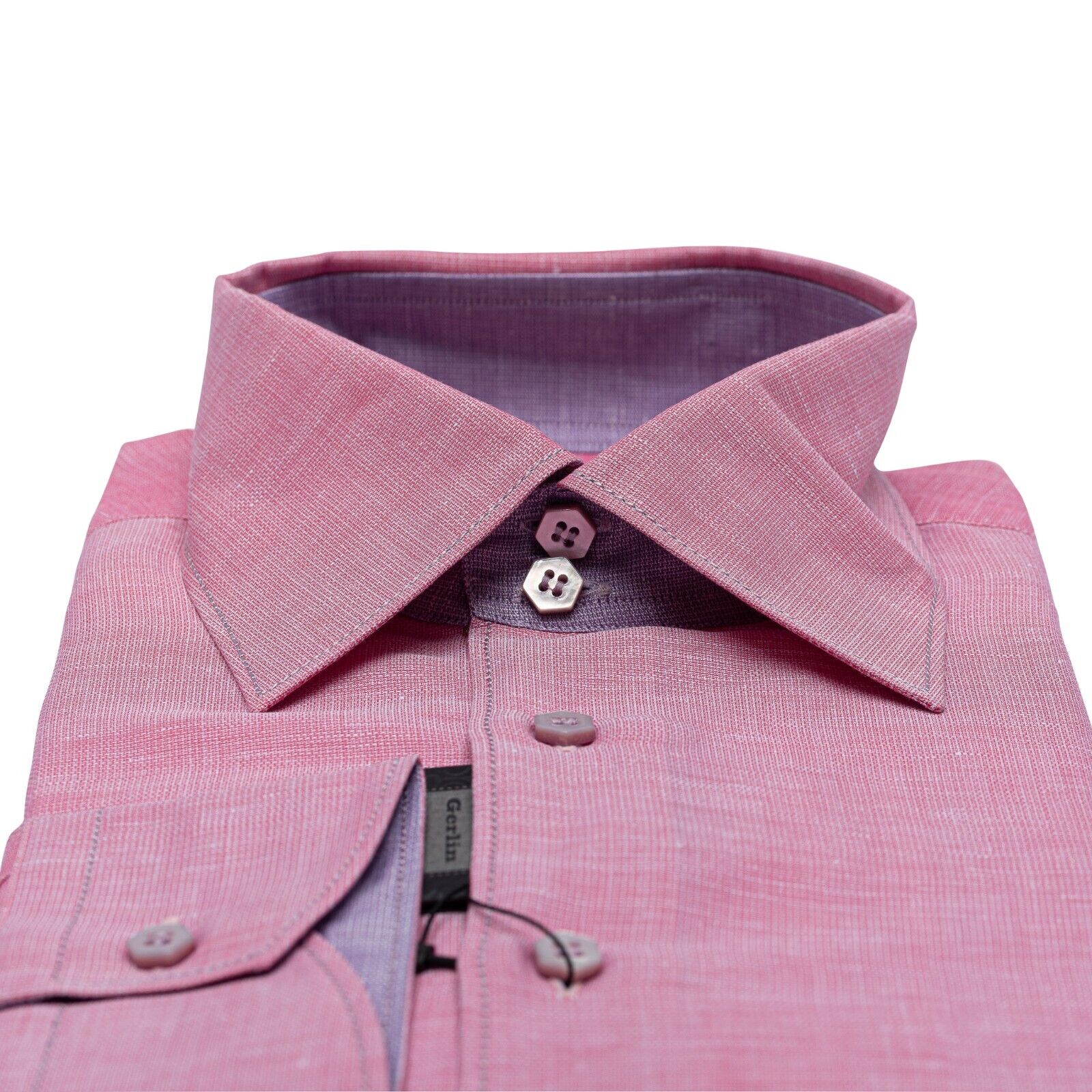 690$ LUXURY GERLIN Shirt Linen & Cotton Grapefruit 16 - 41 5P BIJAN