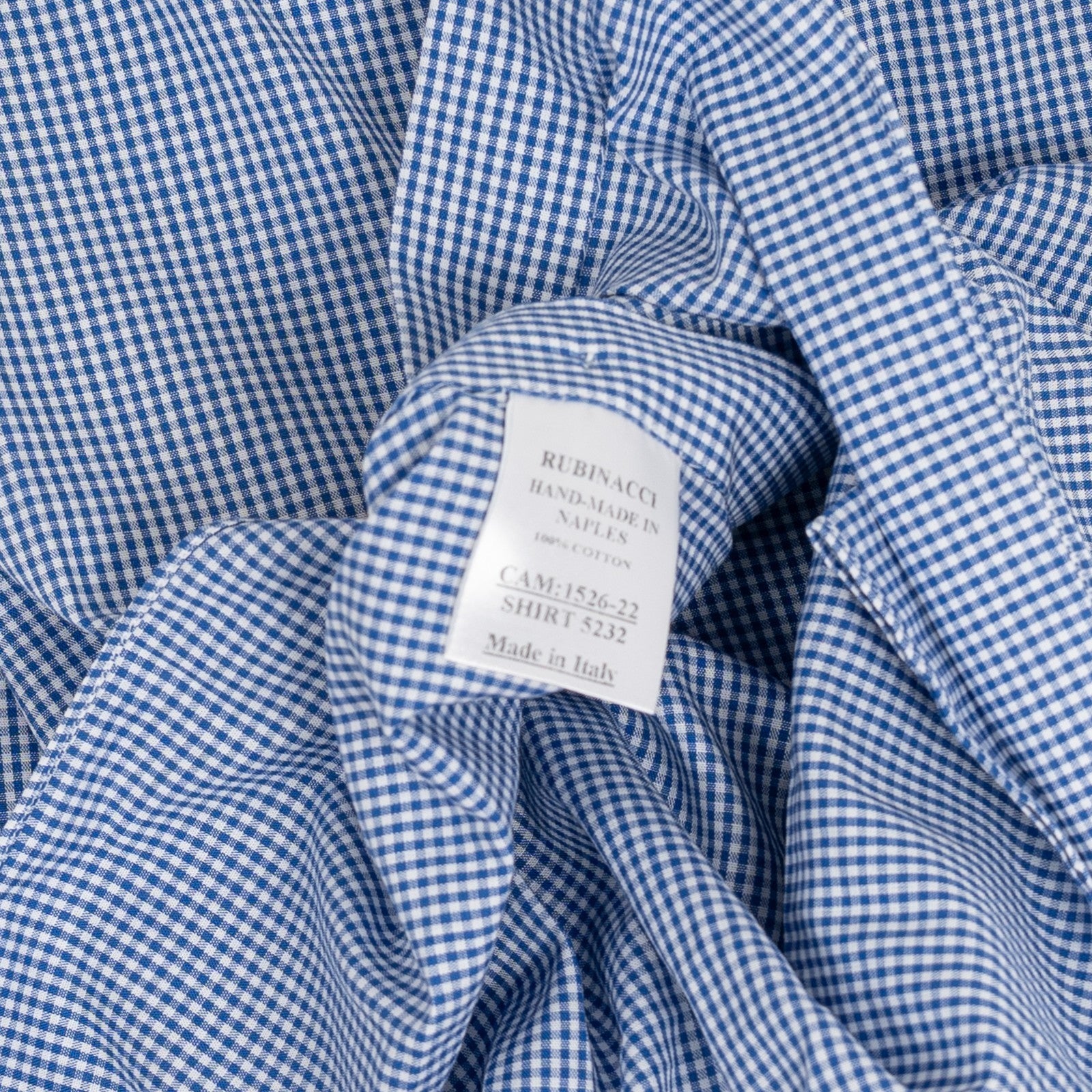 670$ RUBINACCI NAPOLI "Wall Street" Blue Hand-Sewn Point Shirt Cotton Size M