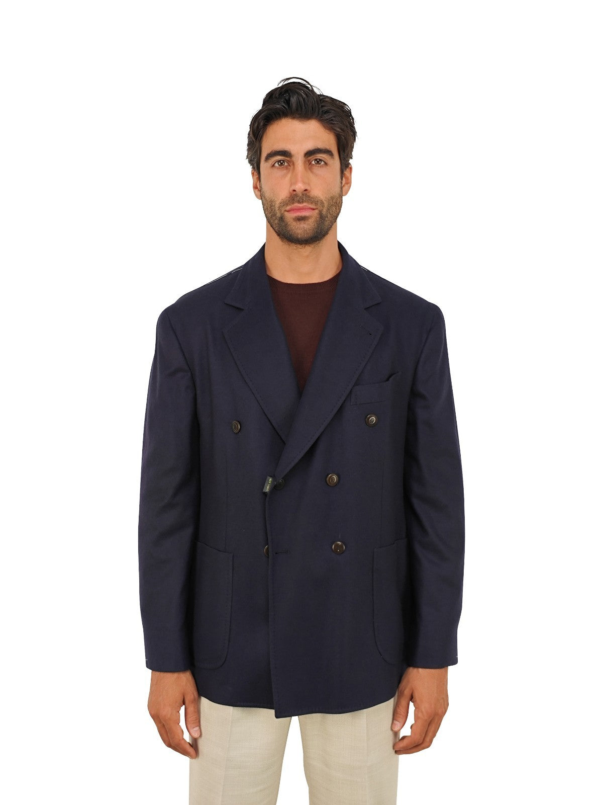 $1930 RUBINACCI NAPOLI Blue Double Breasted Jacket 100% Cashmere 44 US / 54 EU