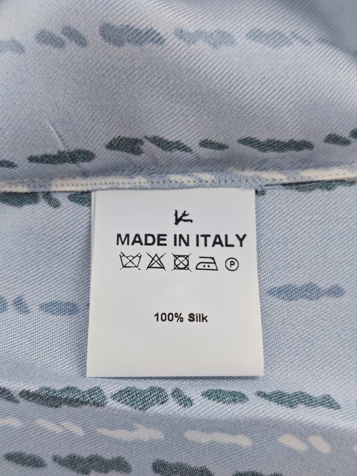 1385$ ISAIA NAPOLI Blue Camp Collar Shirt Short Sleeve 100% Silk - Relaxed Fit