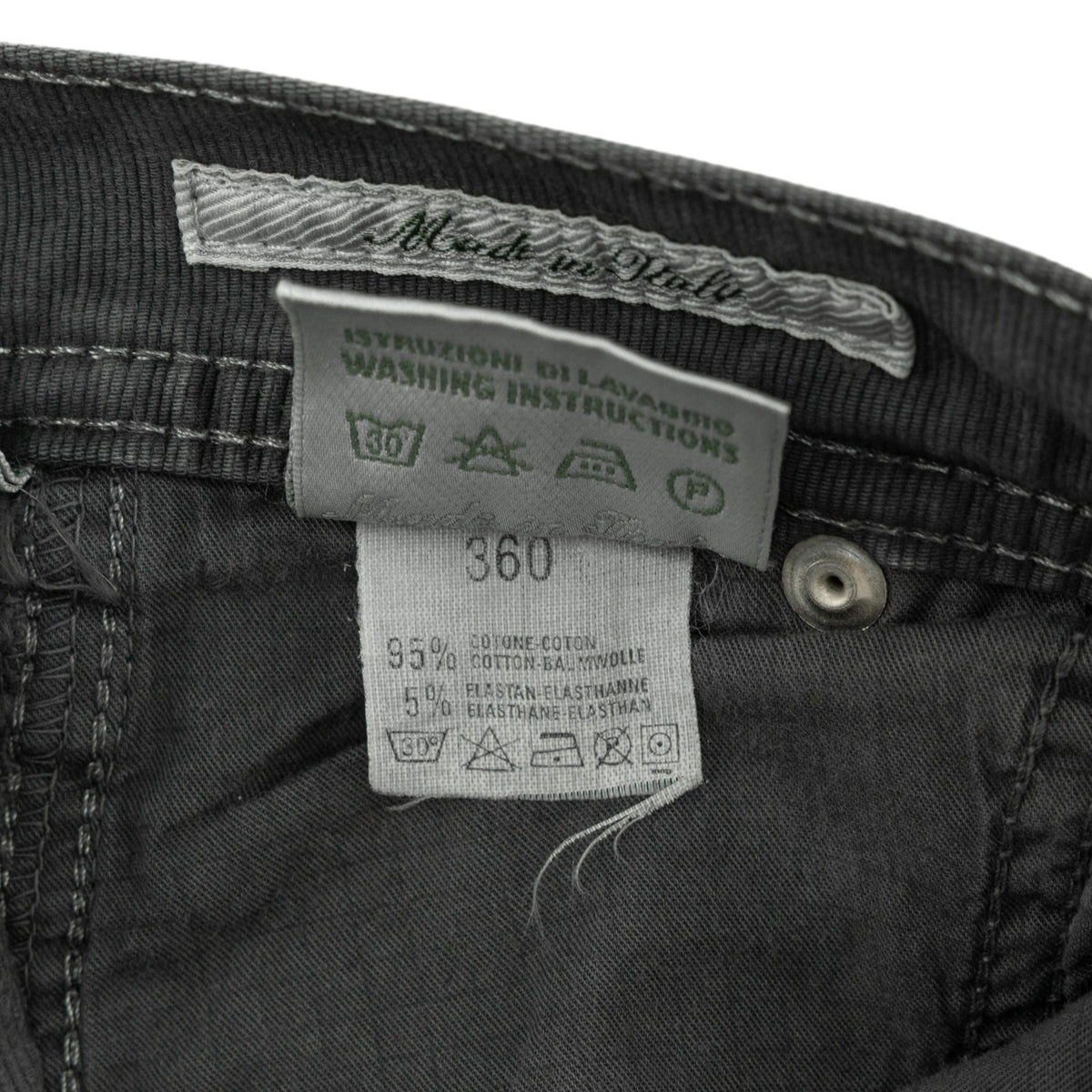 415$ LUIGI BORRELLI NAPOLI Dark Grey Jeans Cotton 33 US / 49 EU - Made in Italy