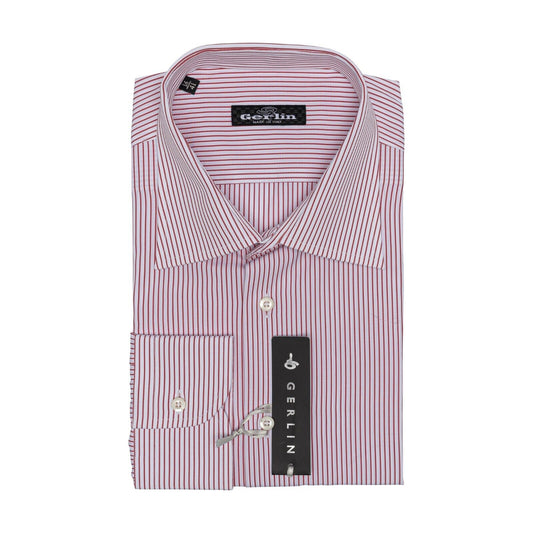 690$ LUXURY GERLIN Shirt Striped White - Red Cotton 16 - 41  2AT ZILLI