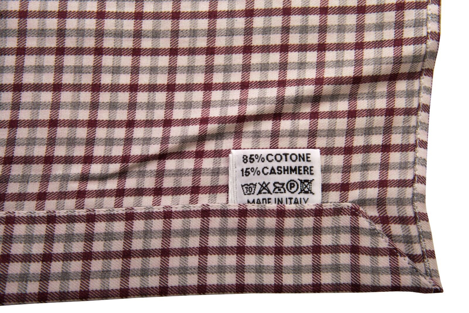 BELVEST by Finamore Napoli Shirt Cashmere / Cotton Checks 16 1/2 - 42 Reg