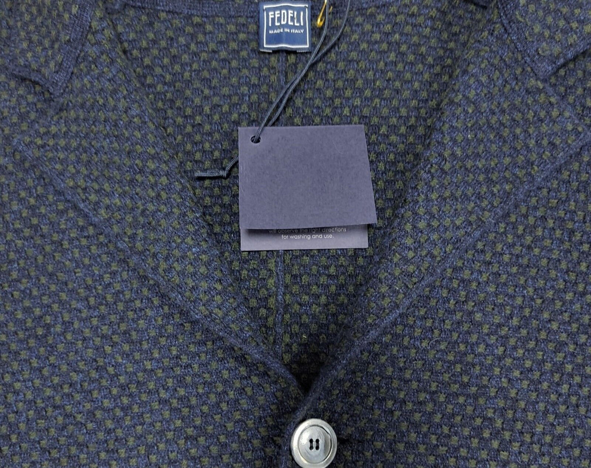 $1650 FEDELI CASHMERE Cardigan Jacket Jacquard Knit 100% Cashmere 40 US / 50 EU