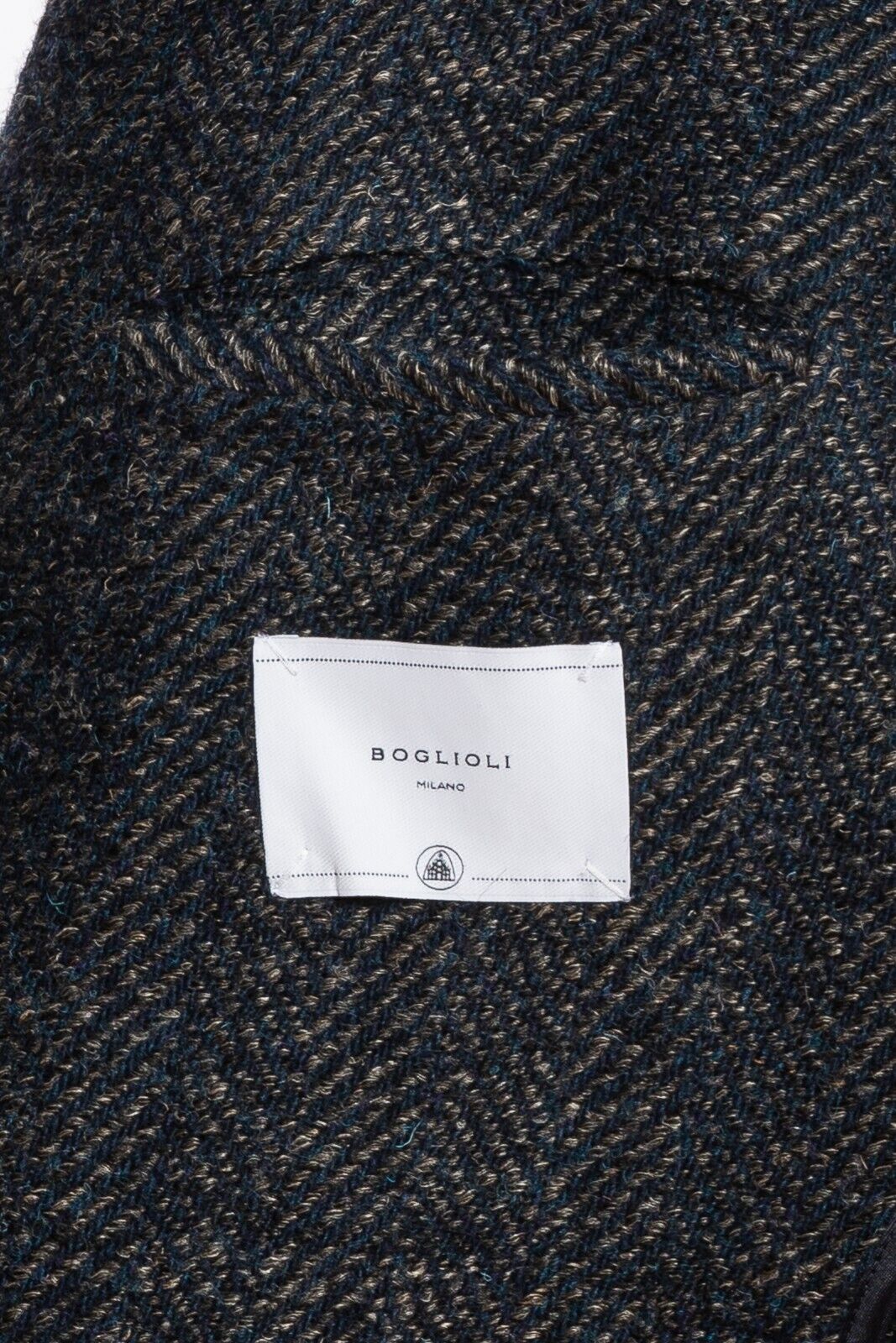 $2150 BOGLIOLI MILANO Single Braested Blue Coat K.Jacket TWEED Wool Herringbone 