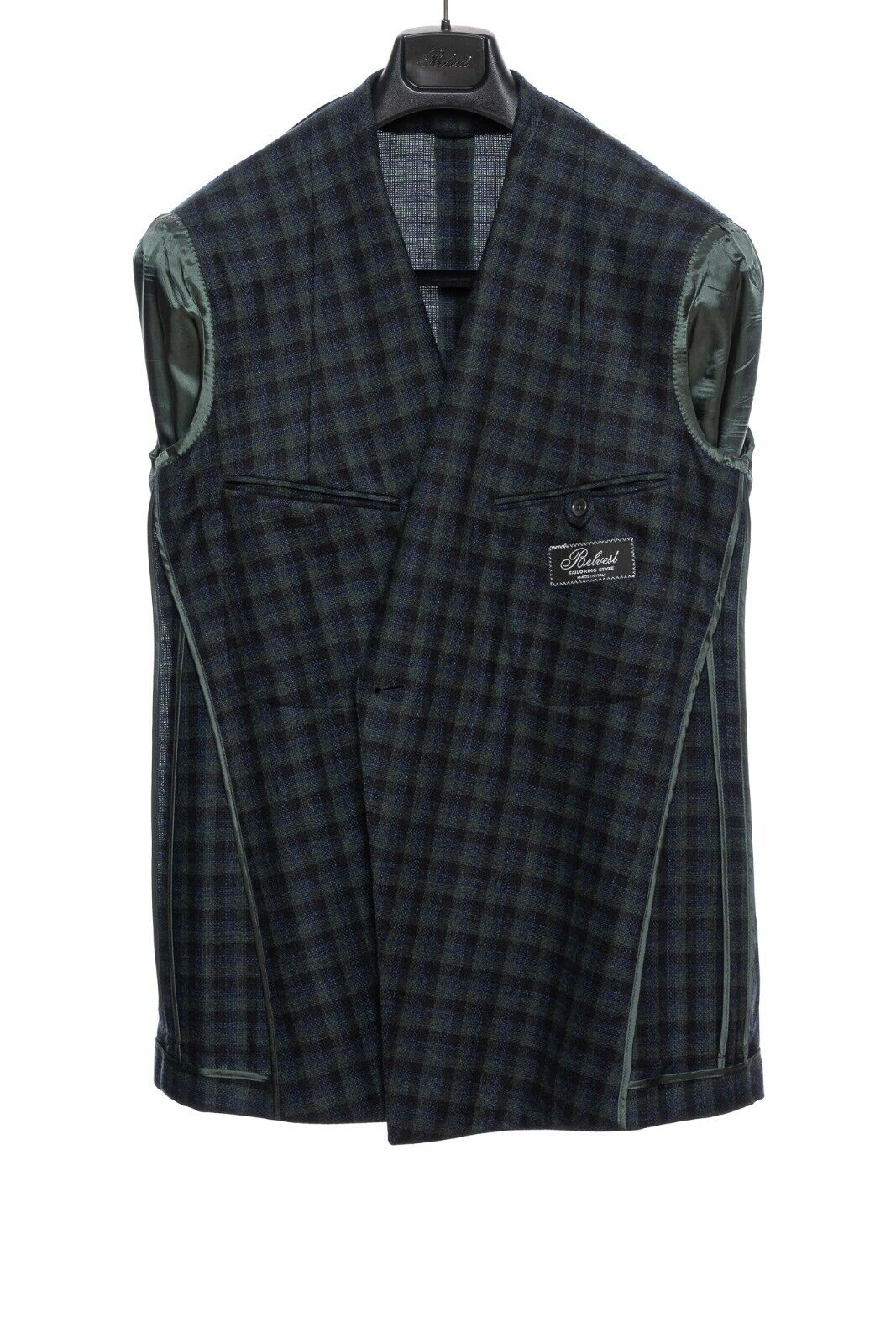$2550 BELVEST Blue Green Wool Cashmere Jacket Double Breasted 42 US / 52 EU  7R