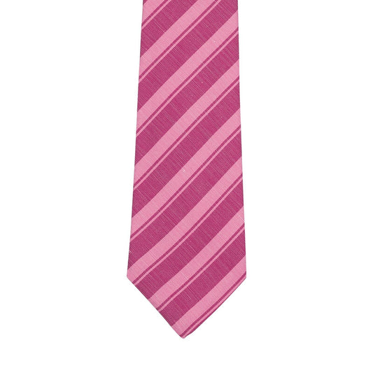 $330 KITON NAPOLI 7 - Fold Tie Regimental Pink Silk / Linen  148cm - 8.5cm