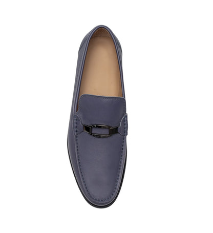 1200$ TESTONI "Gargano" Loafer Shoes Calf Blue Indigo Blue 8 UK / 9 US / 42 IT