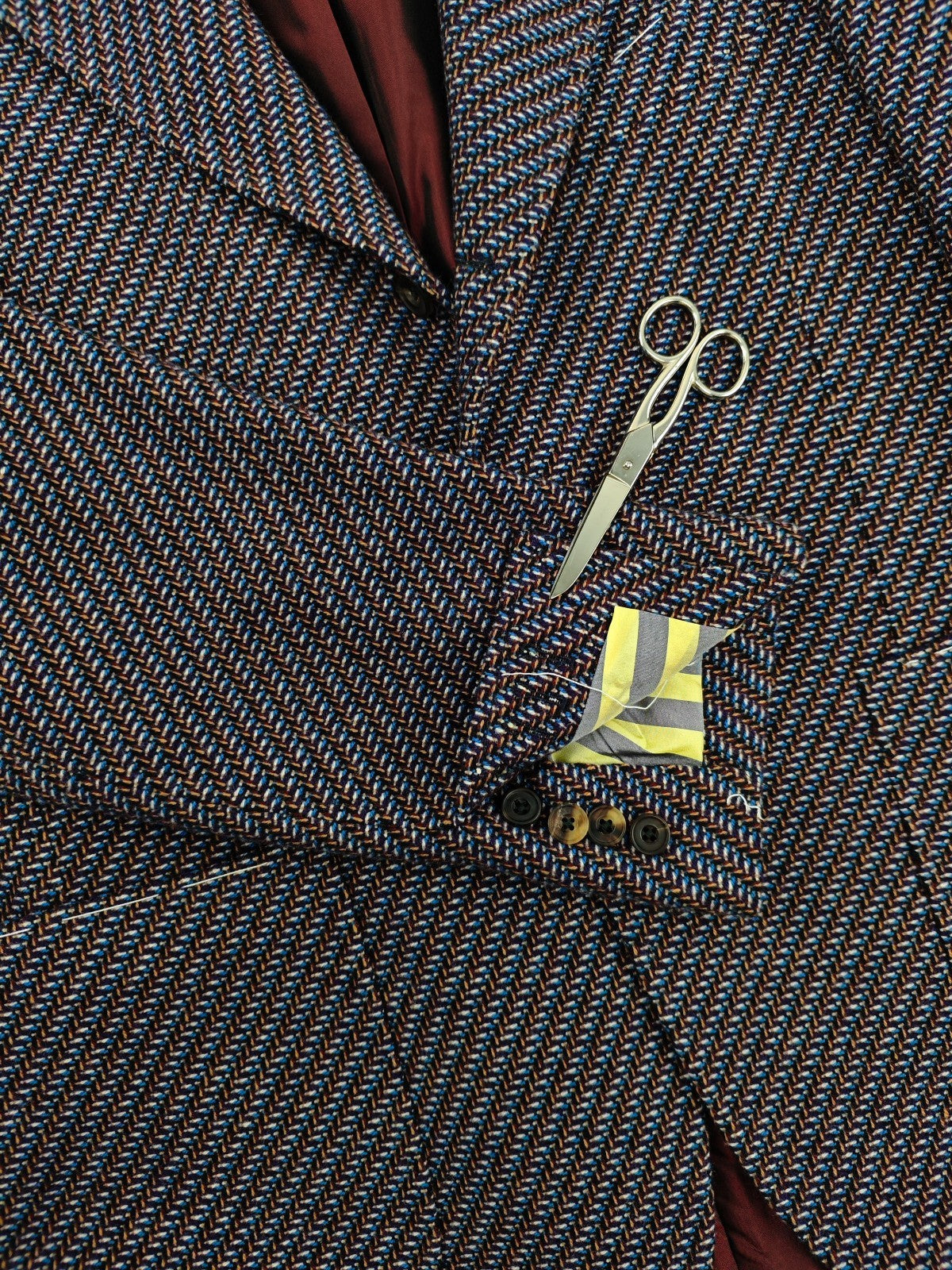 $2200 RUBINACCI NAPOLI Blue Herringbone Jacket Sport Coat 100% Cashmere