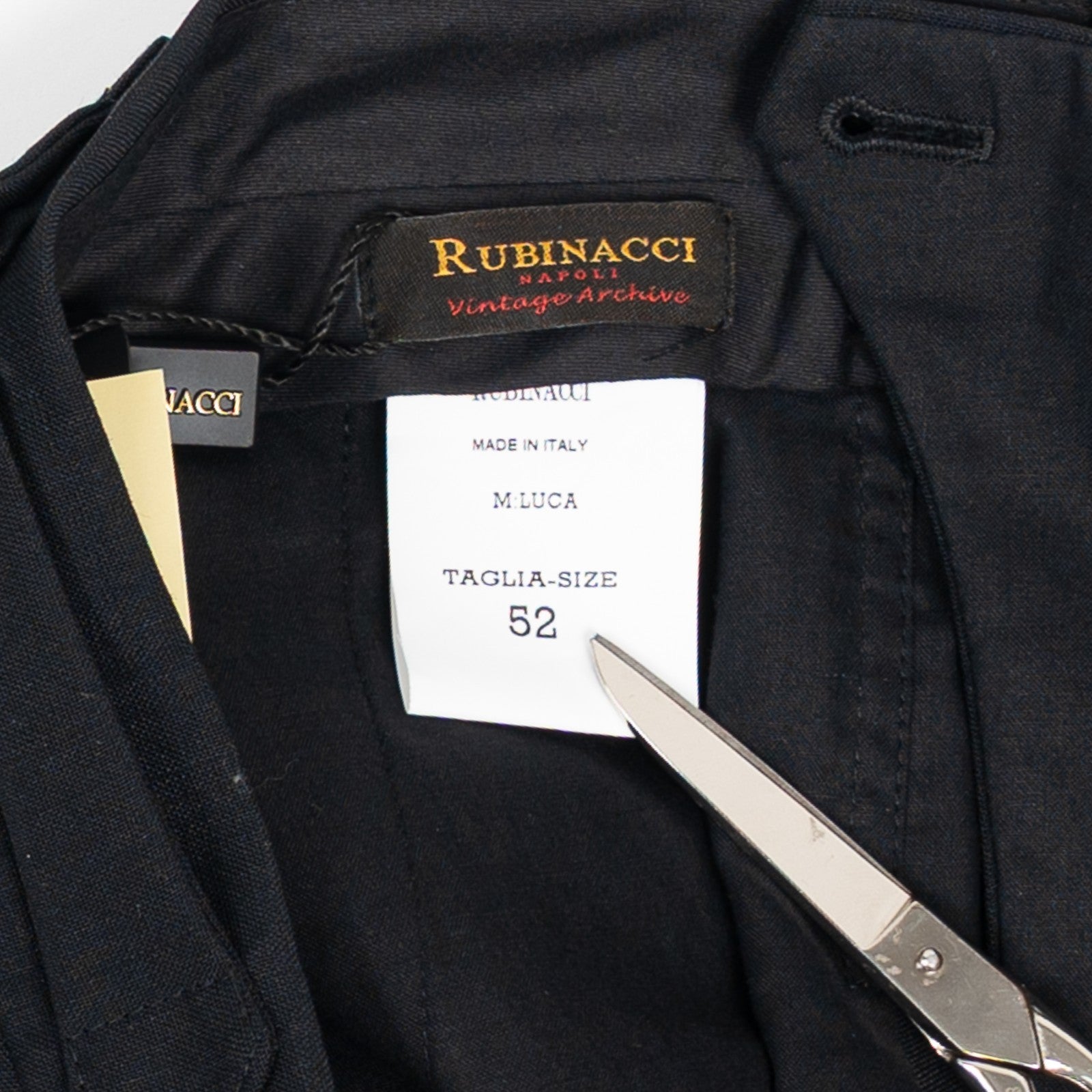670$ RUBINACCI NAPOLI "Luca" Black Tuxedo Pant Wool Mohair 36 US / 52 EU