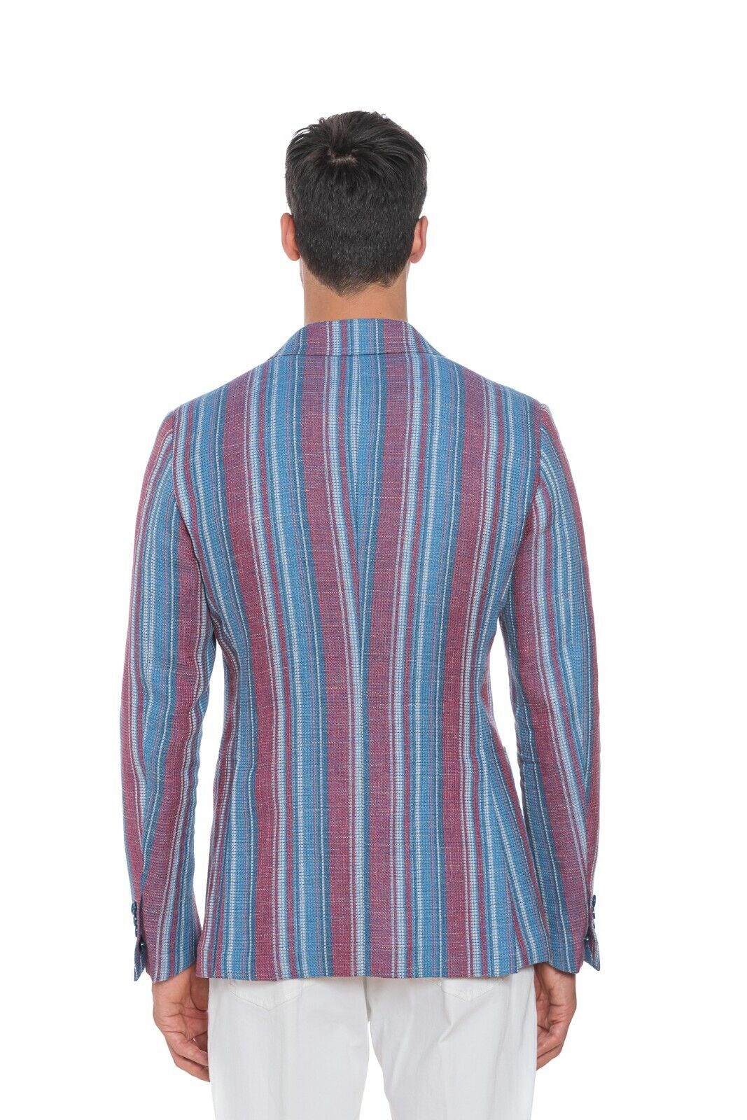 2080$ BELVEST Double Breasted Jacket Striped Linen 40 US / 50 EU Super Slim Fit