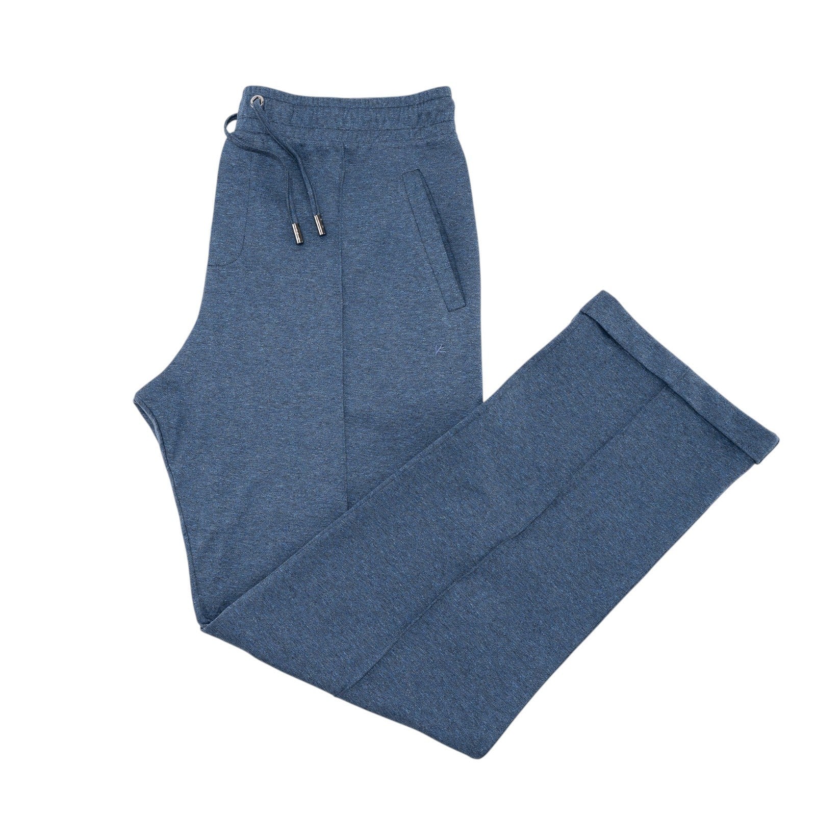 1250$ ISAIA NAPOLI Blue Indigo Drawstring Track Pant Jersey Cotton Size 4XL