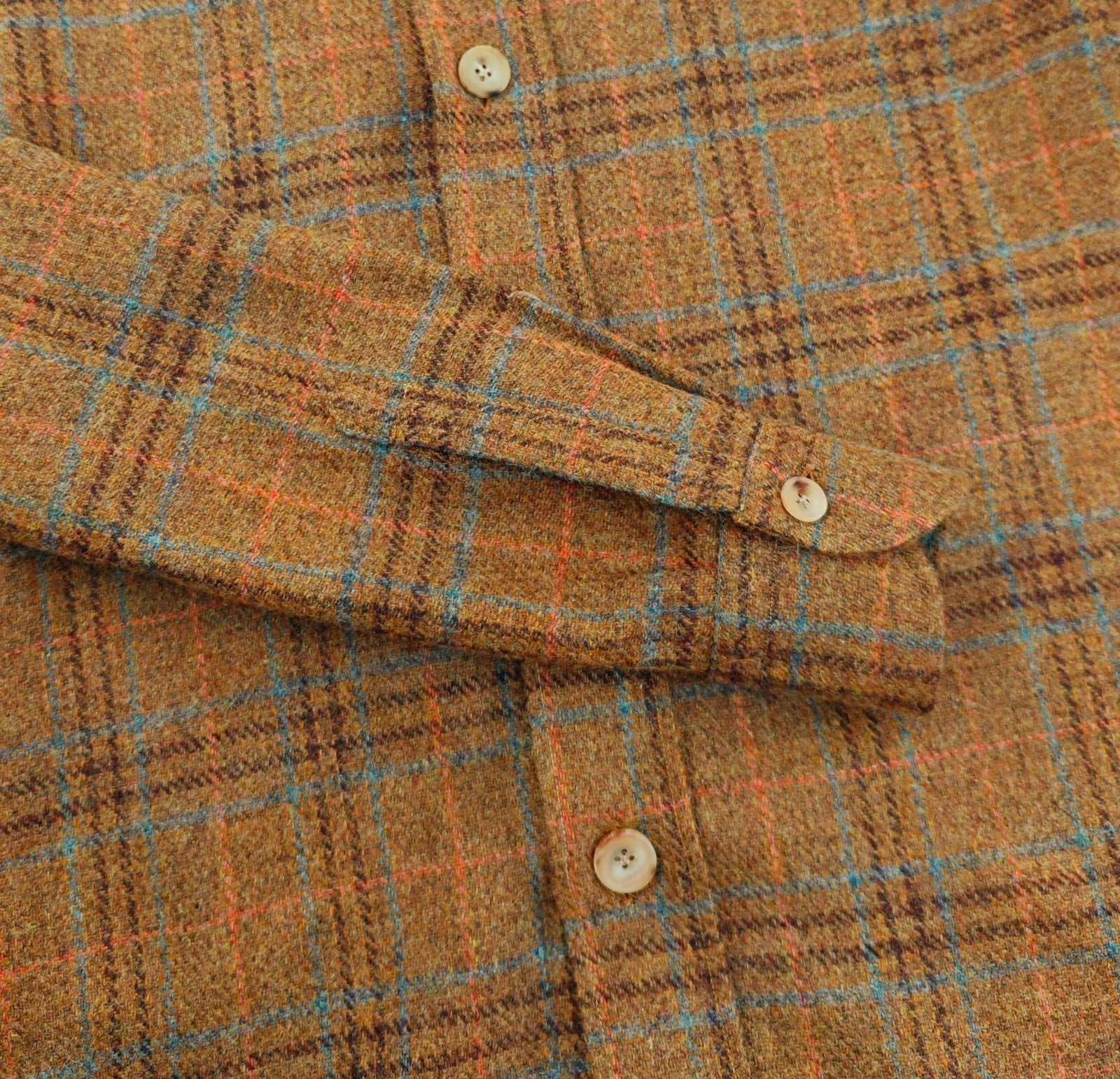 $950 RUBINACCI NAPOLI Brown Checks Overshirt Jacket Flannel Wool Size M