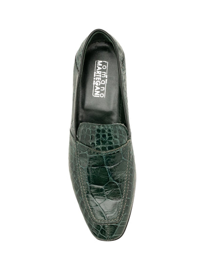 4500$ MARTEGANI 1891 Loafer Shoes 100% ALLIGATOR Green 7.5 UK / 8.5 US / 41.5 IT