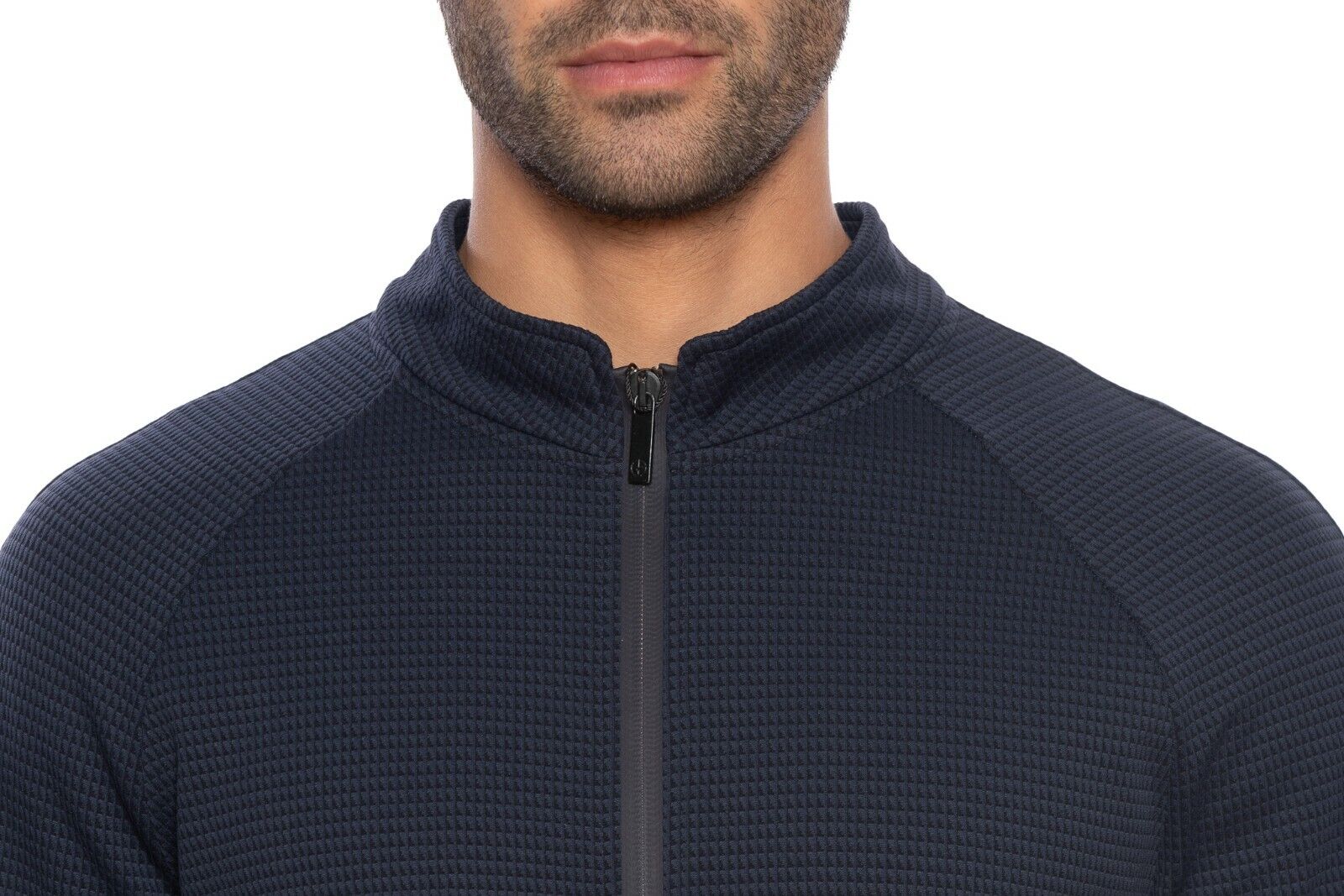1200$ GIORGIO ARMANI Jacket Blouson Blue Navy Geometric Jacquard 38 US / 48 EU