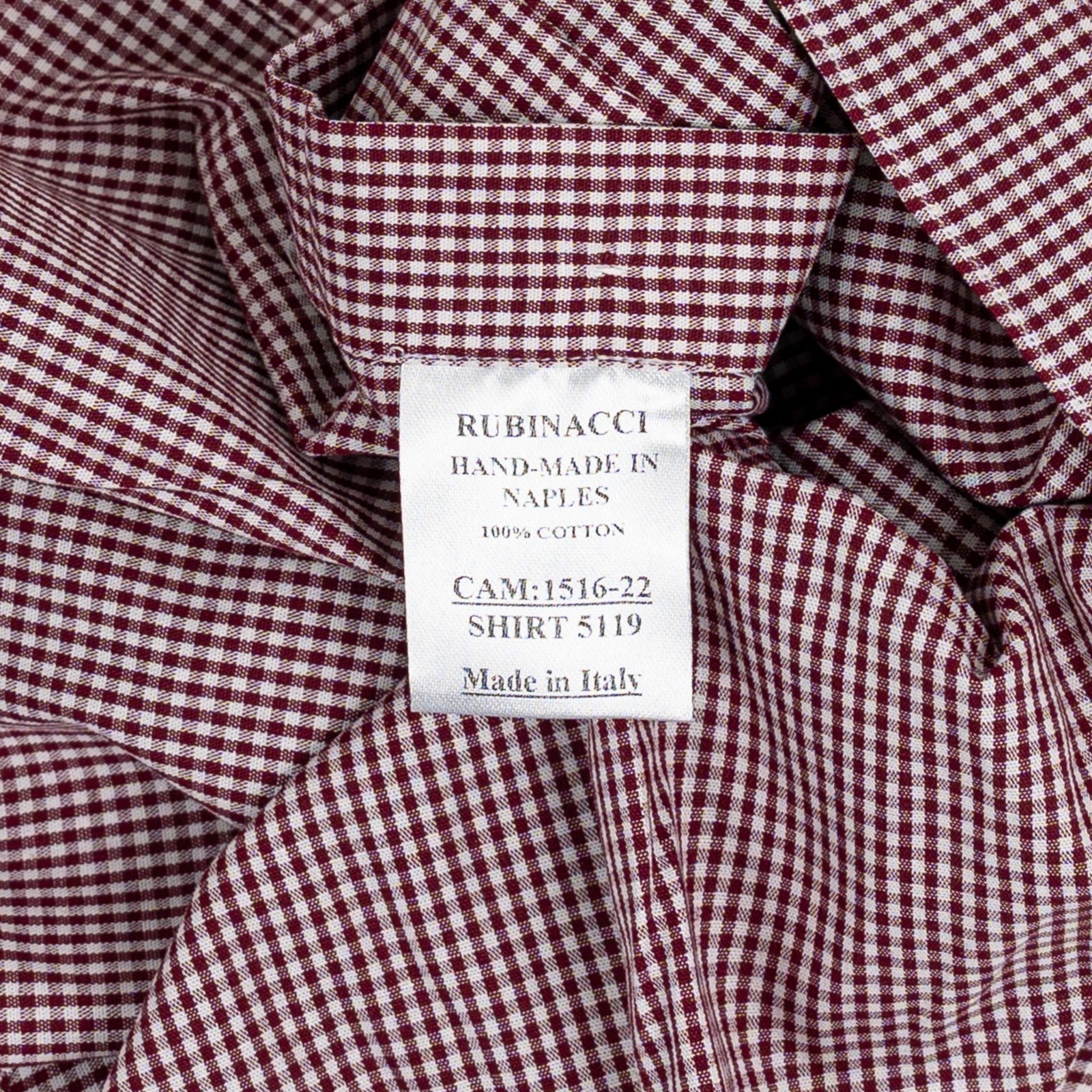 670$ RUBINACCI NAPOLI "Wall Street" White / Bordeaux Hand-Sewn Shirt Cotton