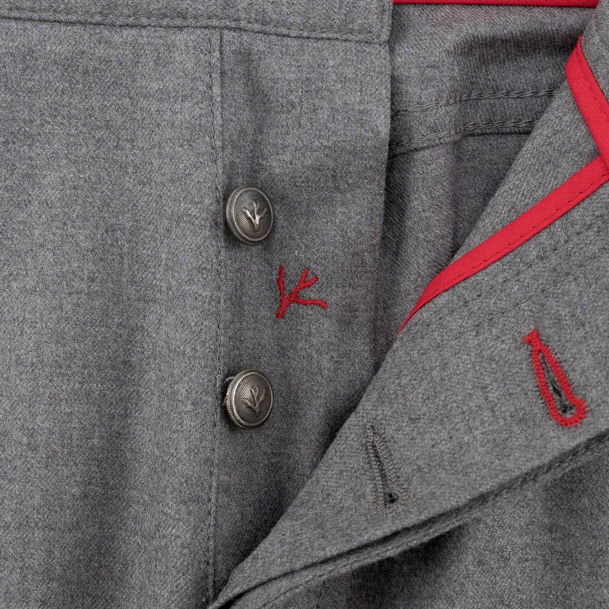 1100$ ISAIA NAPOLI Gray 5 Pocket Pant Wool + Leather Tag Slim Fit 38 US / 54 EU