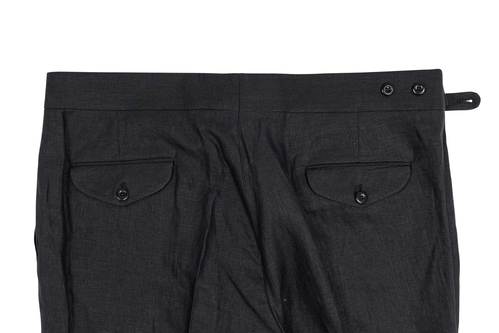670$ RUBINACCI NAPOLI "Genny" Black 100% Linen Trouser Pant 40 US / 56 EU