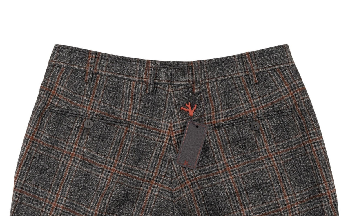 1650$ ISAIA Hand-Sewn Tapered Dress Pant Flannel Wool 130's Gray 32 US / 48 EU
