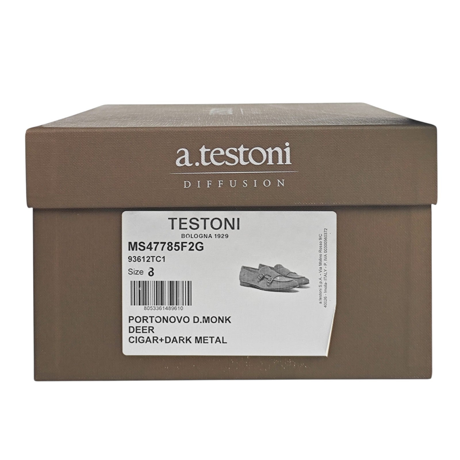 1400$ TESTONI "Portonovo" Double Monk Shoes Cigar Deerskin 8 UK / 9 US / 42 IT