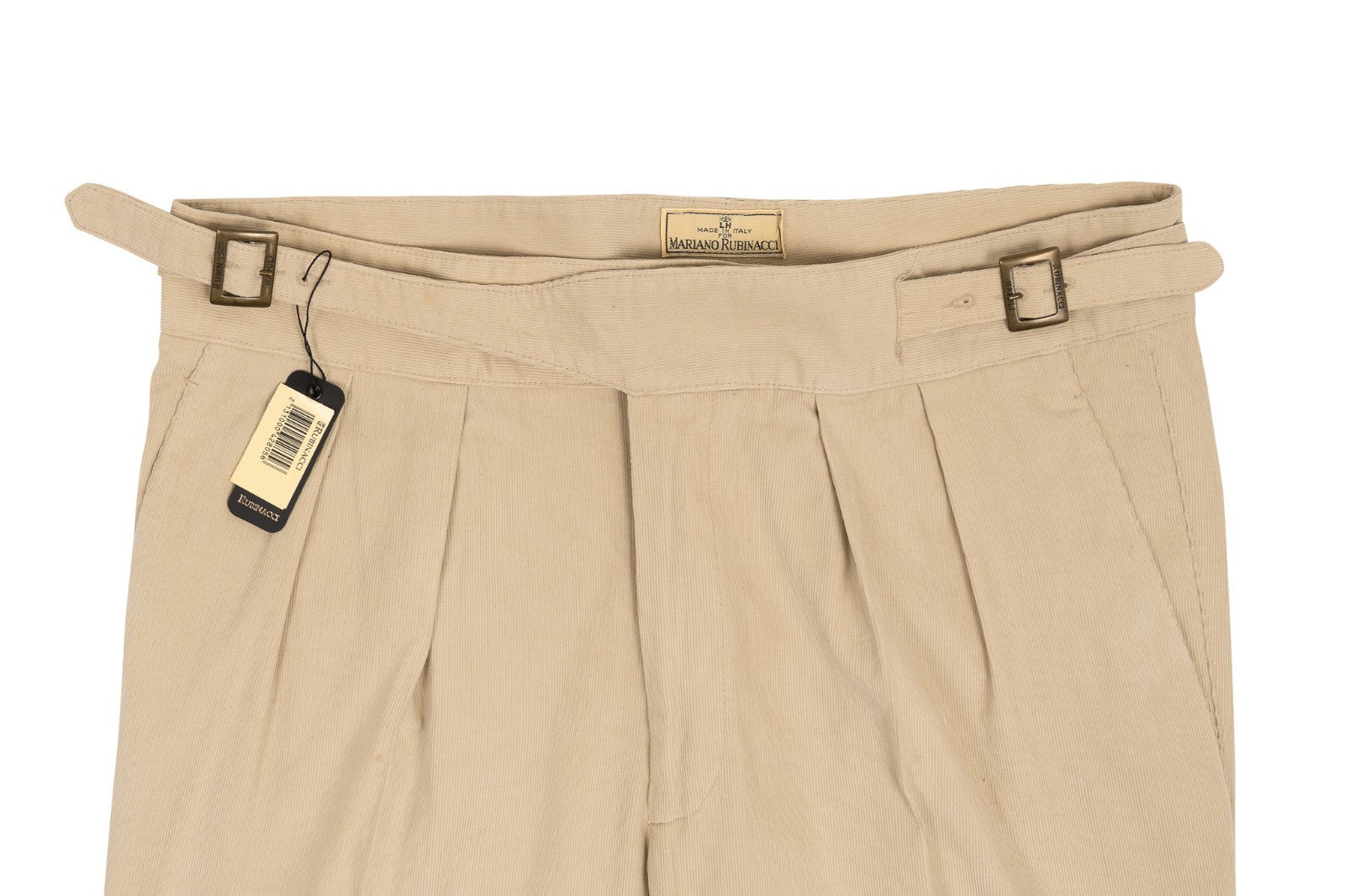 650$ RUBINACCI NAPOLI "Manny" Beige High Rise Pant Corduroy Cotton 36 US / 52 EU