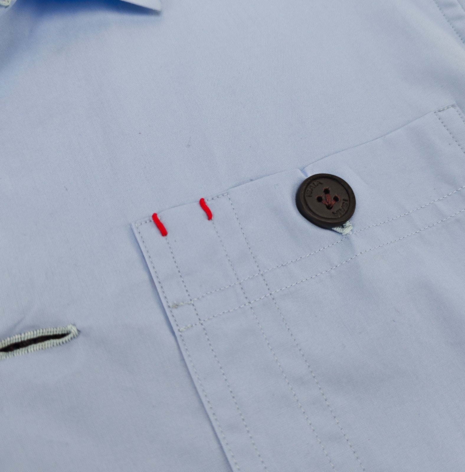 $1350 ISAIA NAPOLI Light Blue Hand-Sewn Jacket Shirt Fine Cotton 36 US / 46 EU