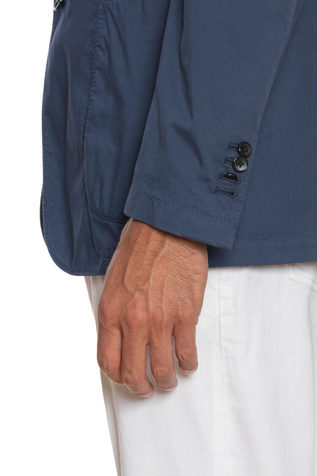 1100$ BELVEST Sartorial Jacket Dark Blue Solid Pure Washed Cotton Drop 7 